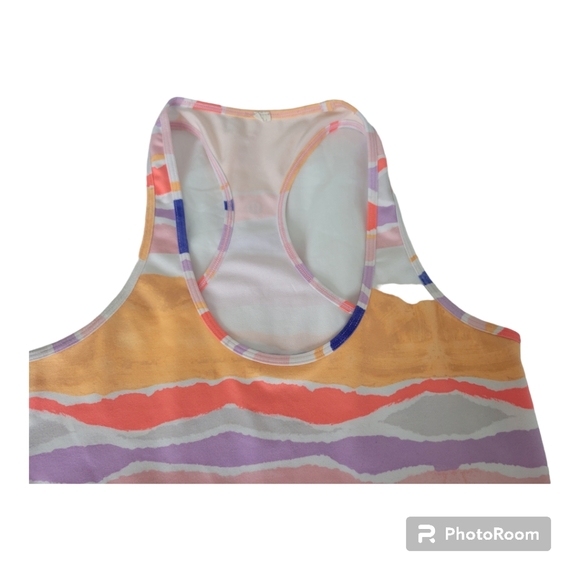 Lululemon Cool Racerback Bleacher Stripe White Iris Flower. Size 6? - Picture 4 of 7